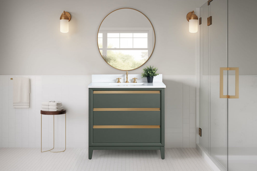 Vanity Art Bathroom Vanity With Sink, Vintage Green, 36" Single