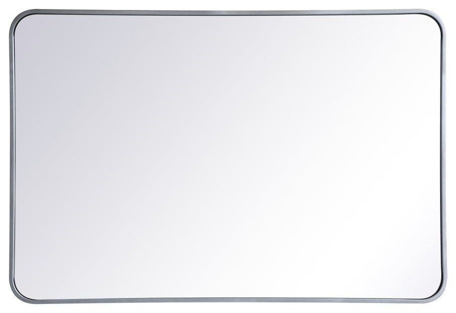 Ellis Soft Corner Metal Rectangular Mirror, Silver, 27"x40"