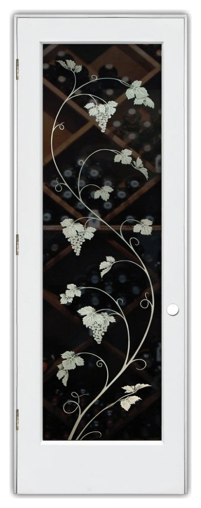 Wine Door - Vineyard Grapes Unfurled - Primed - 28" x 84" - Knob on Right -...