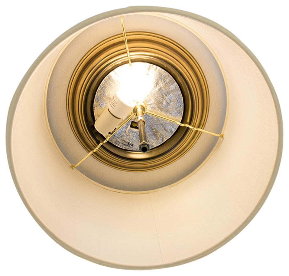 Moderne Flush Mount Conversion Kit 18"w White Linen  Shallow Drum Lampshade