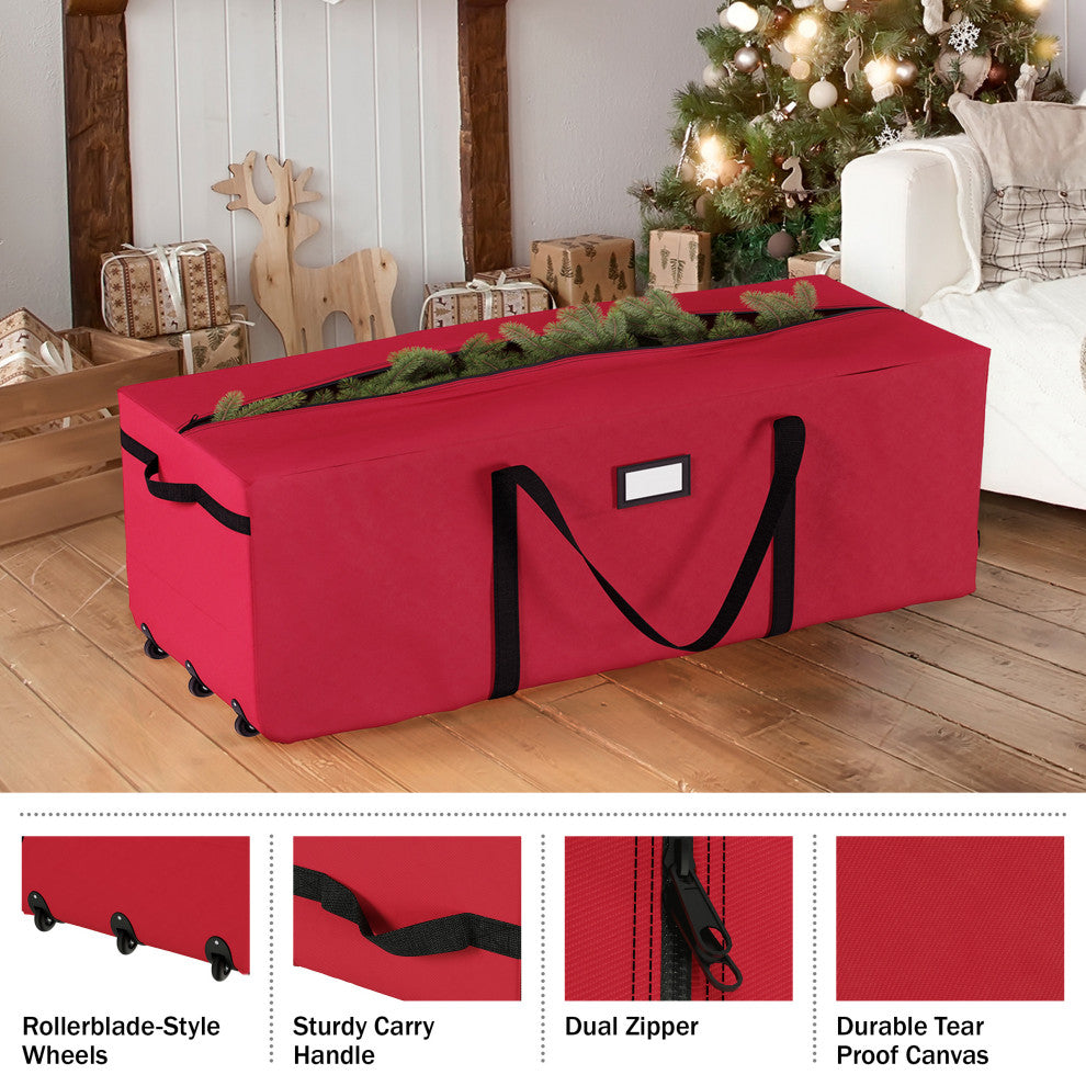 Rolling Christmas Tree Storage Bag For 12' Artificial Trees With Wheels