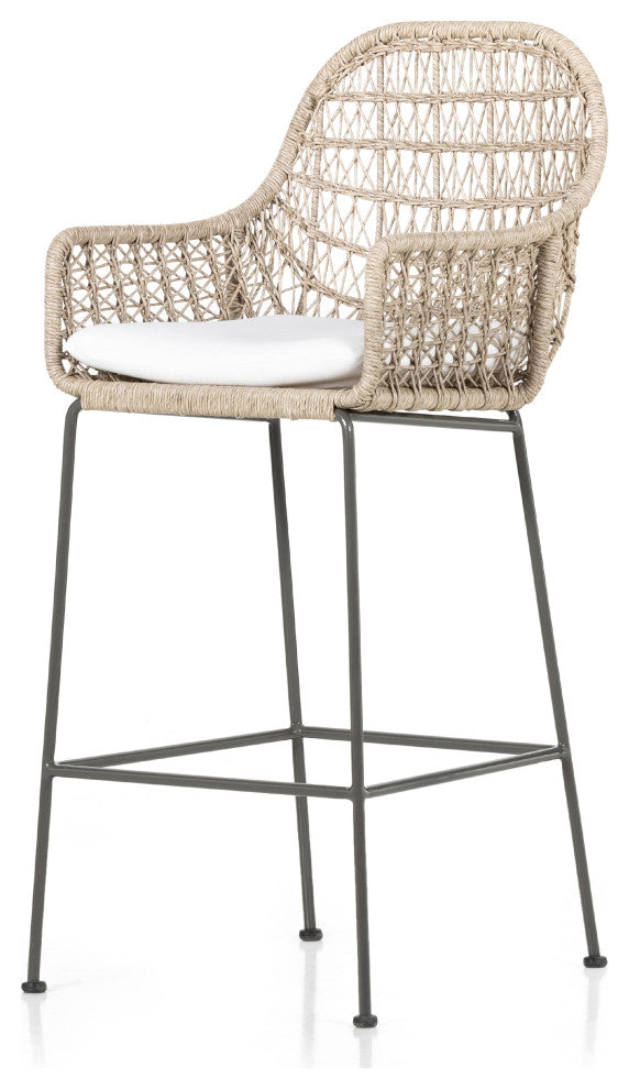Bandera Outdoor Stool WithCshn-White-Bar