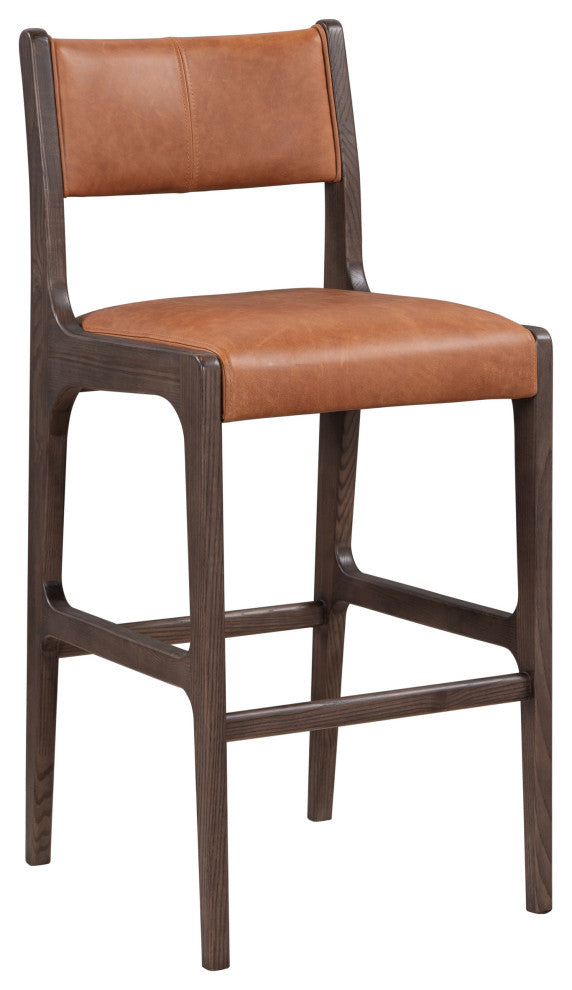 Kosas Home Wayne Top Grain Leather Stool, Bar Stool