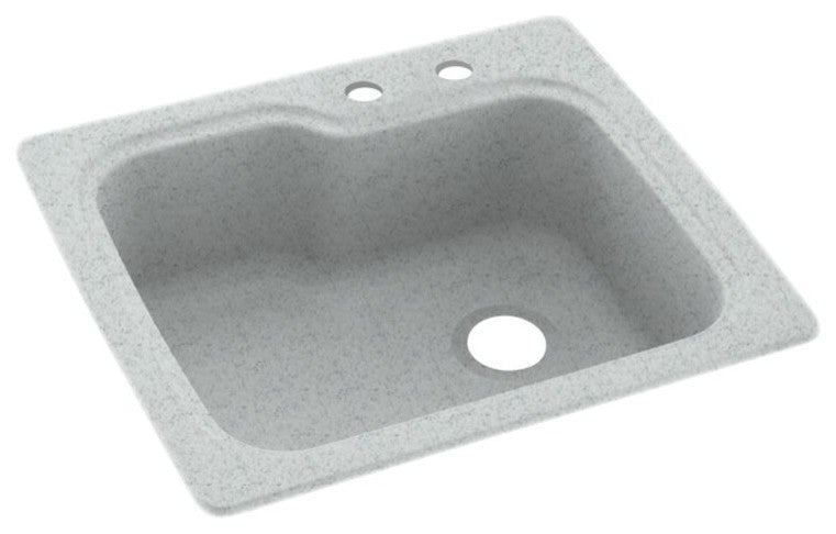 Swan 25x22x9 Solid Surface Kitchen Sink, 2-Hole, Tahiti Gray