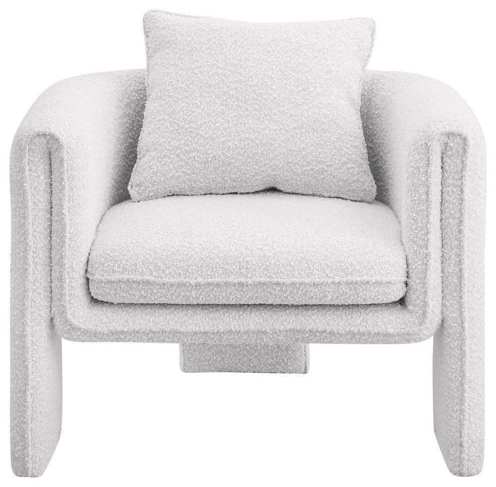 Stylus Boucle Fabric Upholstered Accent Chair, Cream