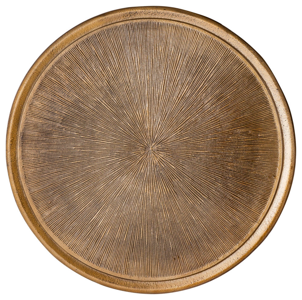 Pasargad Home Delos Iron Antique Brass Finish Round Side Table
