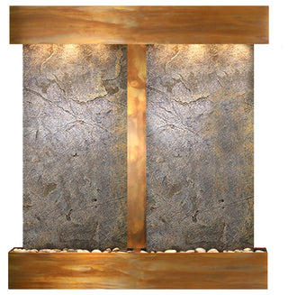 Aspen Falls Water Fountain, Green Featherstone, Rustic Copper, Square