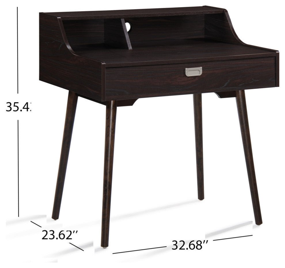 GDF Studio Elyse Mid-Century Modern Finished Fiberboard Home Office Desk, Wenge
