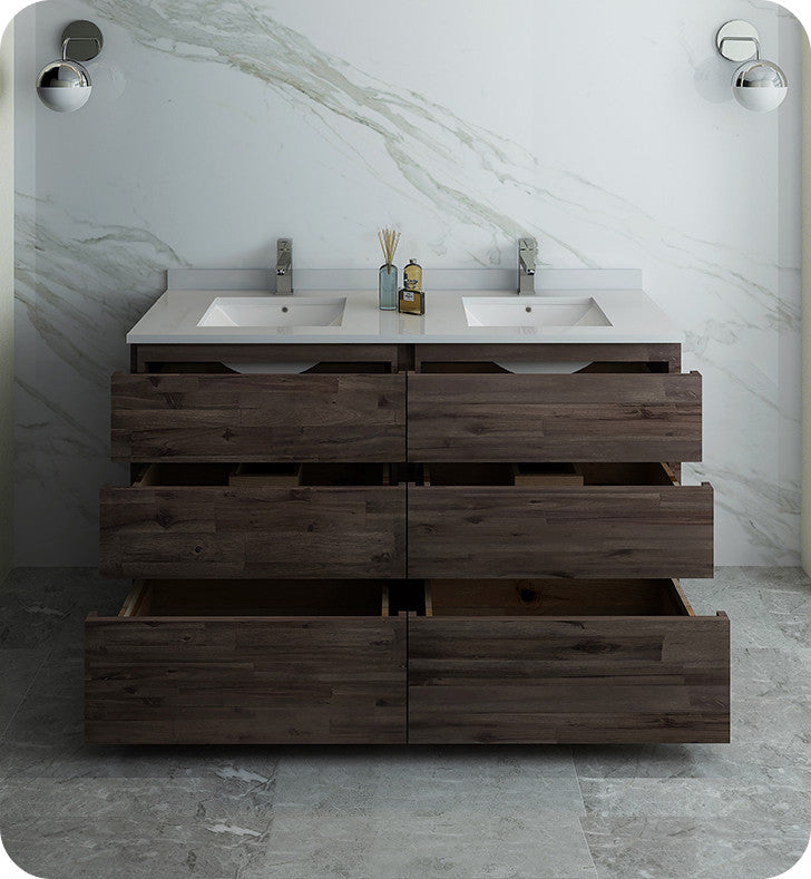 Formosa Floor Standing Double Sink Modern Bathroom Cabinet, 58"