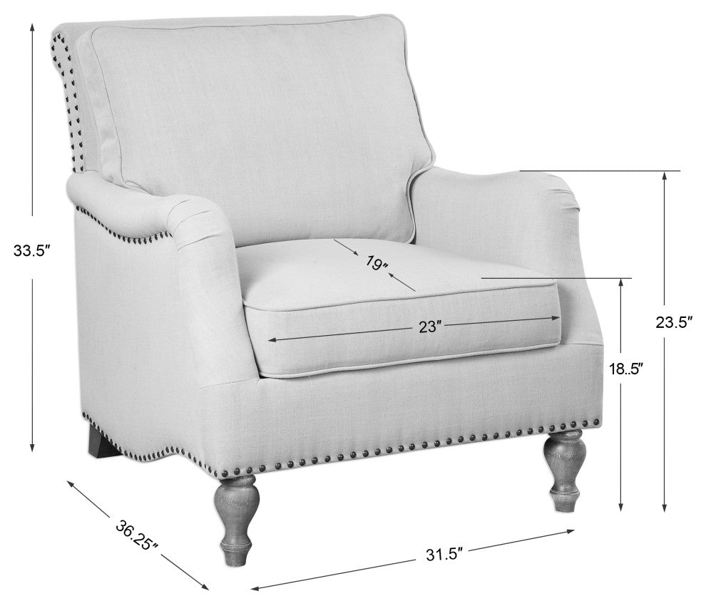 Uttermost Armstead Antique White Armchair