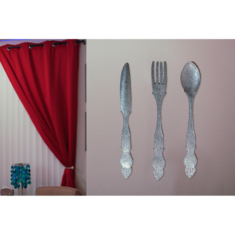 Giant Galvanized Metal Fork Spoon Knife Farmhouse Kitchen Decor Wall Hanging Se