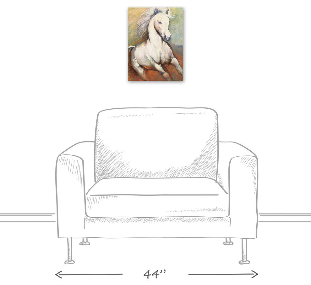 White Horse Running Wild 12x16 Canvas Wall Art