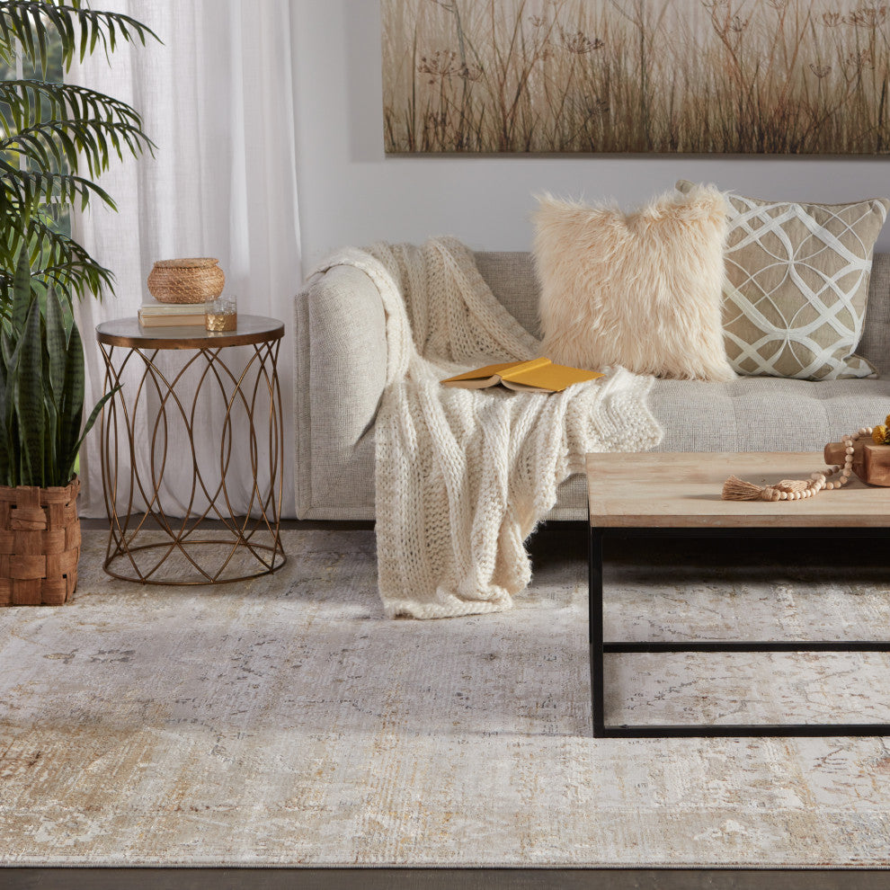 Vibe by Jaipur Living Tajsa Medallion Gray/ Gold Area Rug 11'8"X15'