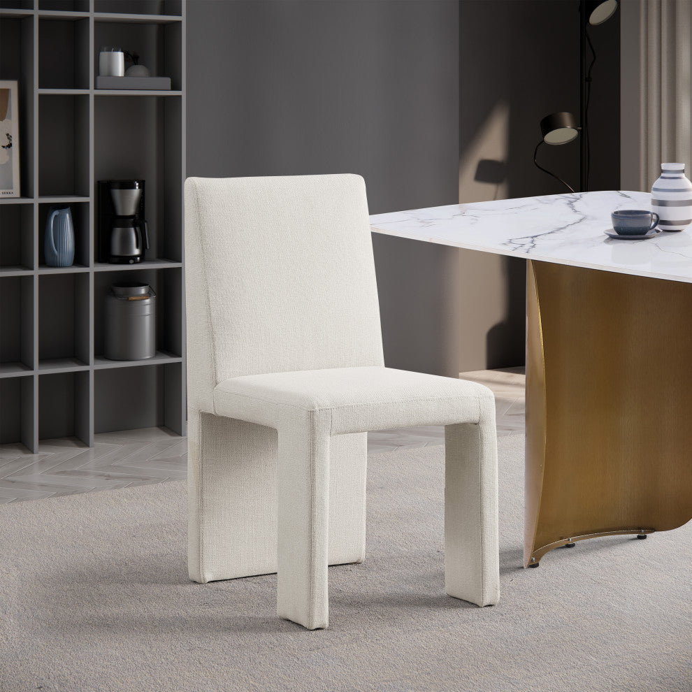Benson Upholstered Dining Chair, Cream, Linen Texured Fabric