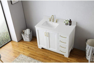 Ariel Taylor 43" Single Sink Vanity, White, Rectangular Sink, Left Offset