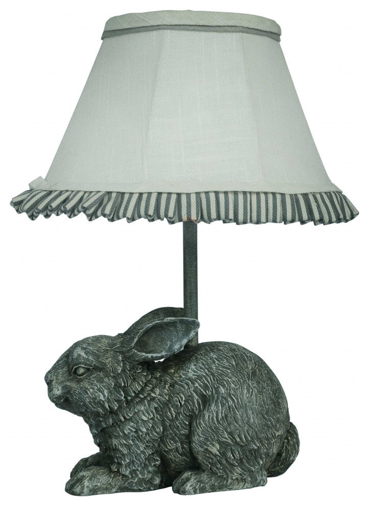 HomeRoots Love Bunny Accent Lamp With Ruffled Shade