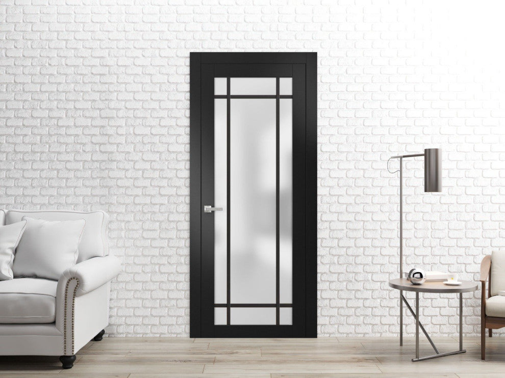 Solid French Door 36 x 96 | Planum 2112 Matte Black| Bathroom