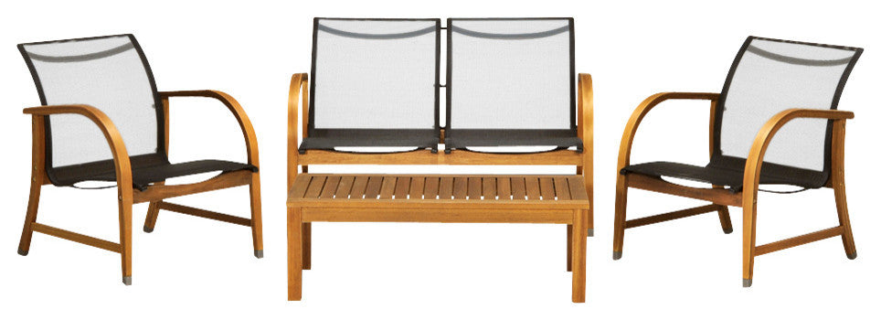 Amazonia Manhattan 4-Piece Patio Deep Seating Set | Eucalyptus Wood