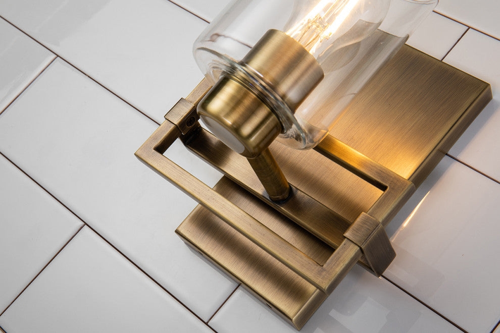 Estes 1 Light Bath Vanity Light, Aged Brass