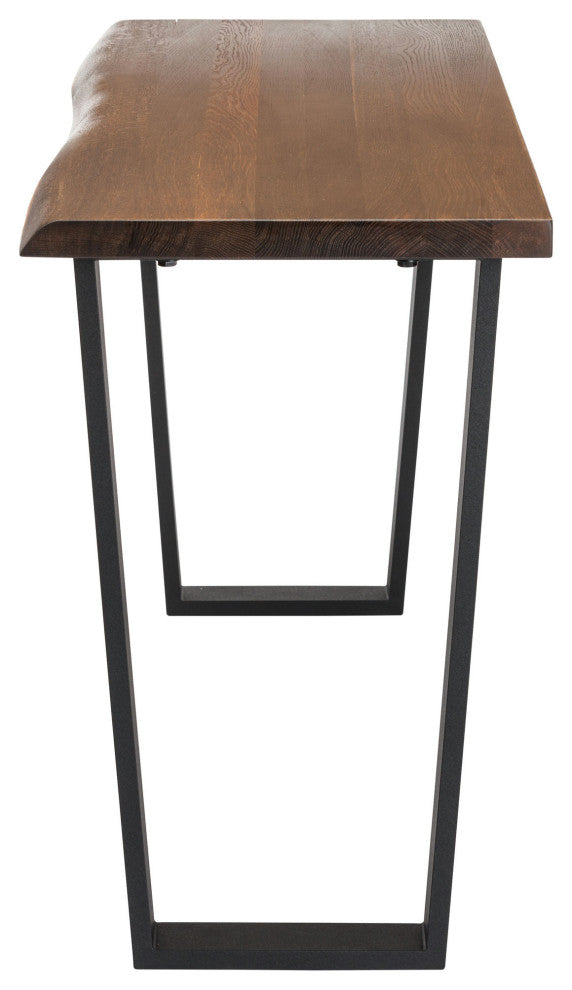 Versailles Console Sofa Table In Seared Oak And Matte Black Steel Legs