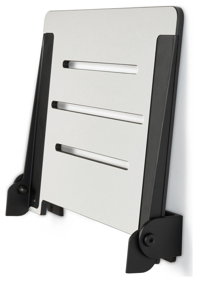 Seachrome SlimLine Folding Wall Mount Shower Seat, Light Gray, Matte Black Frame