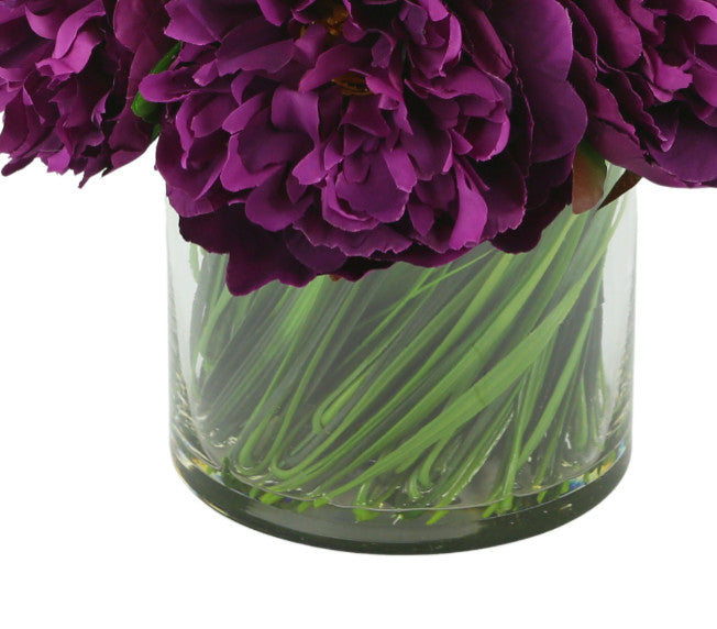 Purple Peonies  with Grass