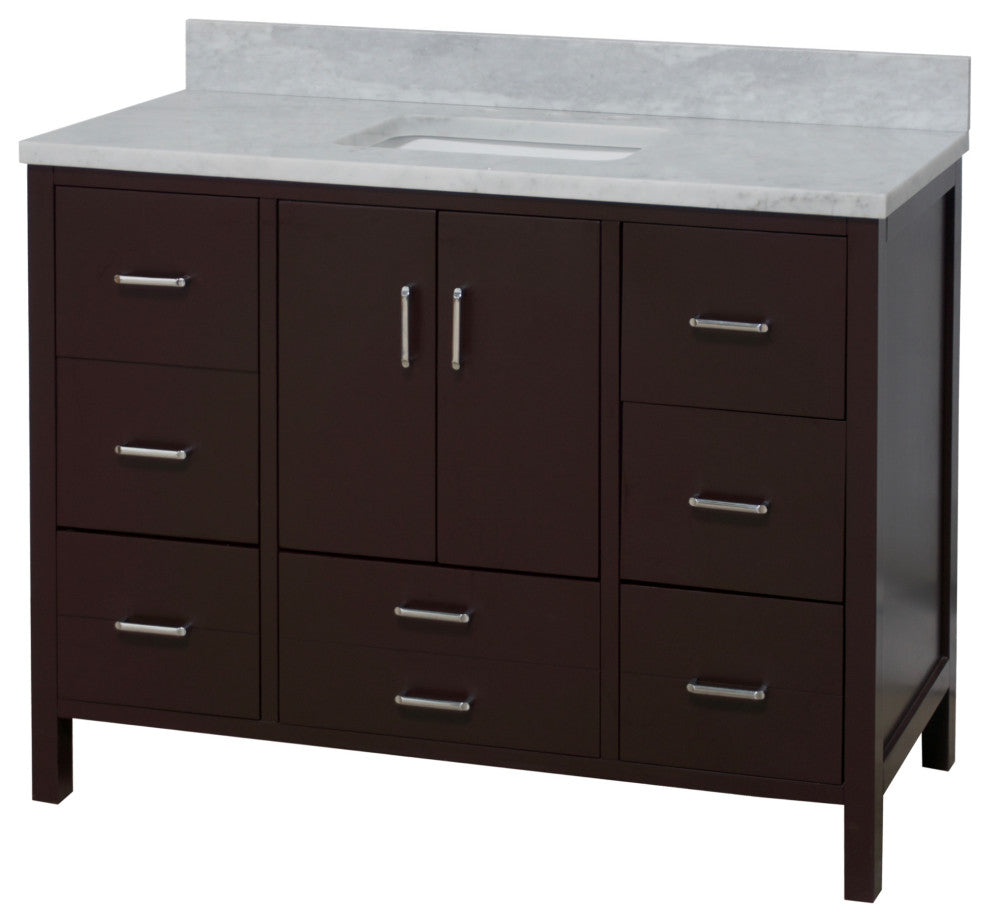 California 48" Bathroom Vanity, Chocolate, Carrara Marble