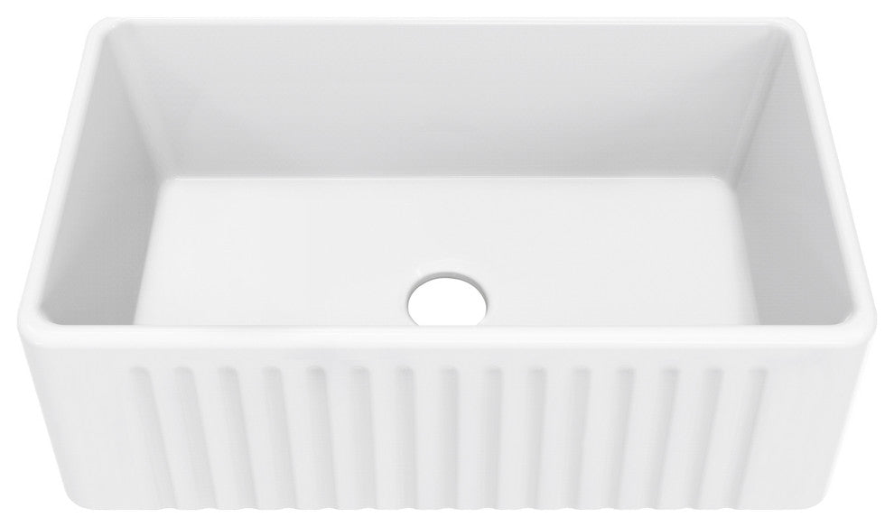 Delice 30"x18" Ceramic, Farmhouse Kitchen Sink With Apron