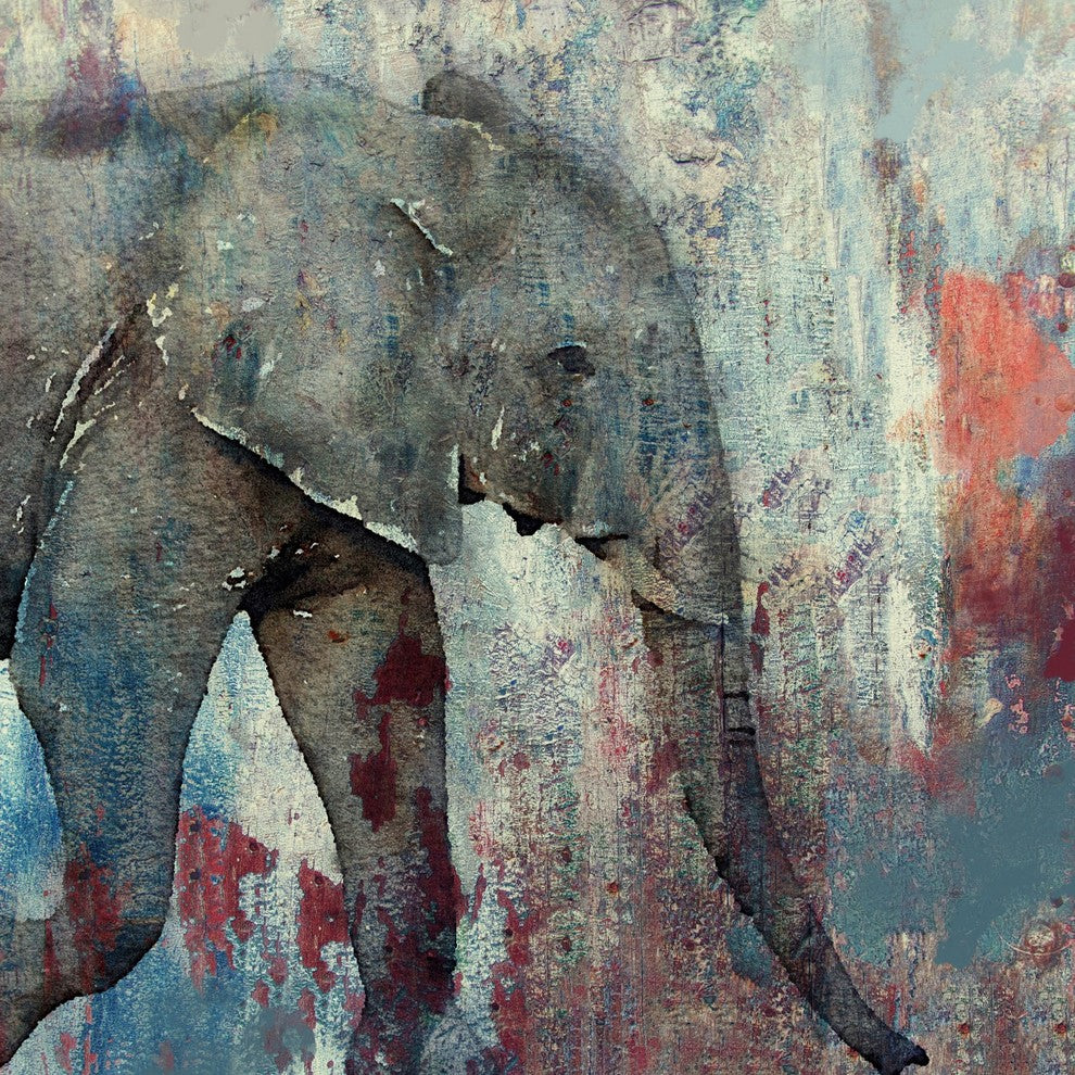 "Charging Elephant" Painting Print on Wrapped Canvas, 24x24