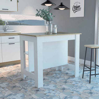 Brooklyn Kitchen Island, White-Light Oak