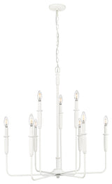 9 Light 31.9 in. Textured White Chandelier