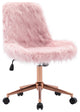 Fluffy Faux Fur Armless Swivel Desk Chair, Pink