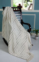 Shimmer Stripe Woven Throw Blanket with Fringe, Gray