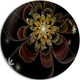 Brown Fractal Flower With Silver Stars, Floral Round Wall Art, 36"