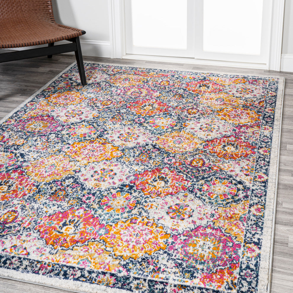 Modern Persian Boho Vintage Trellis Multi 4 ft. x 6 ft. Area Rug
