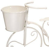 21.5"L Metal Bicycle Plant Stand, White