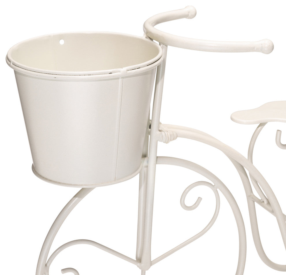 21.5"L Metal Bicycle Plant Stand, White