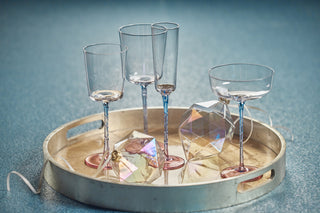 4-Piece Sachi Red Wine Glass Set, Pink and Blue