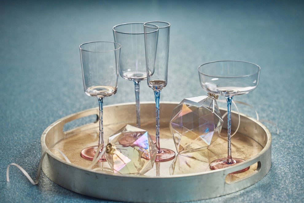 4-Piece Sachi Red Wine Glass Set, Pink and Blue