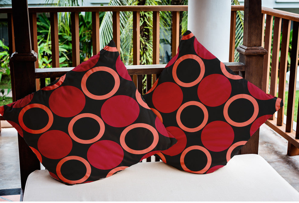 Mod Circles Indoor/Outdoor Throw Pillow, Dark Red, 18"x18"
