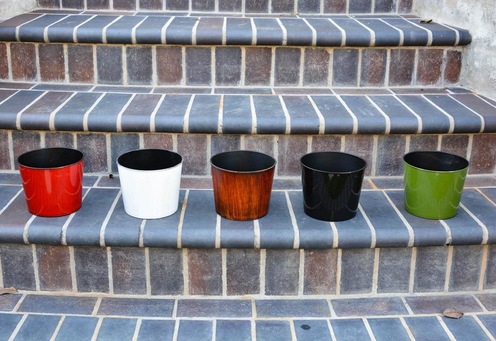 Hand Painted 5.5"H Round Plastic Pot Planter