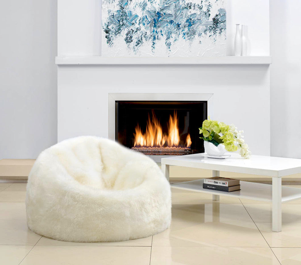 Sheepskin Longwool Lambskin Bean Bag, Ivory