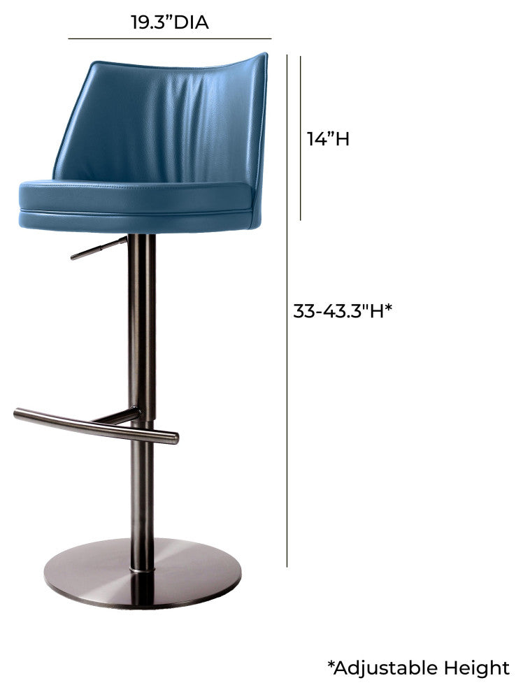 Gala Blue Vegan Leather on Black Adjustable Stool