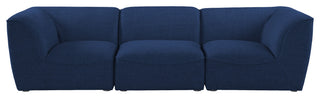 Miramar Linen Textured Fabric Upholstered 3-Piece Modular Sofa, Navy