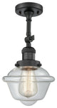 Vintage LED Semi-Flush Mount, Matte Black, Glass: Clear