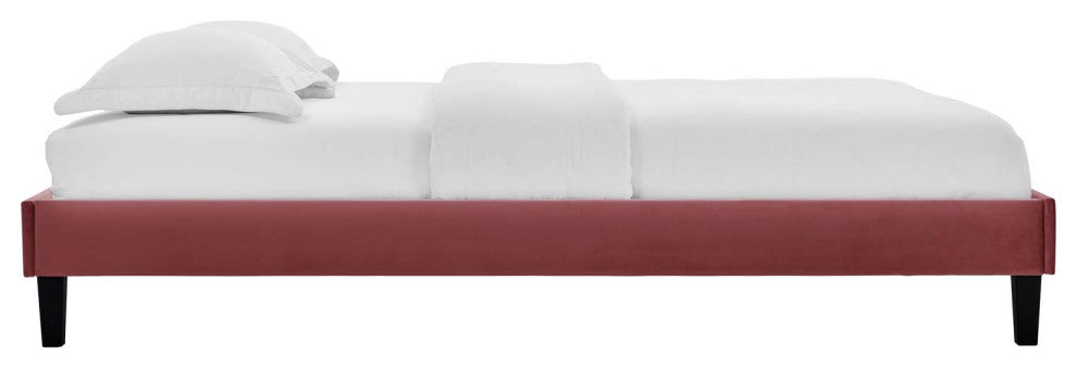 Reign Queen Performance Velvet Platform Bed Frame Dusty Rose