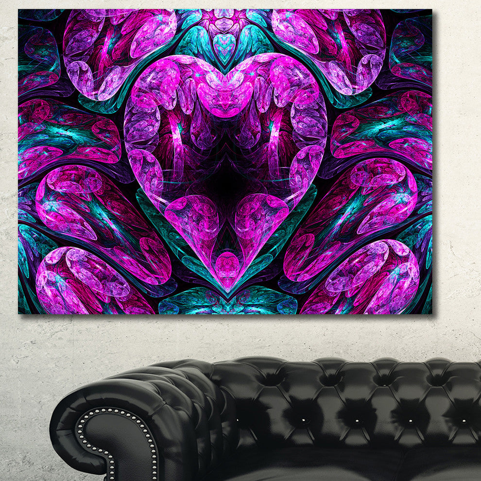 Purple Cold Mystical Heart, Large Floral Canvas Art Print, 60x40
