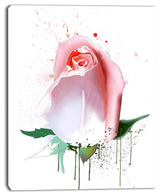 Pink Rose with Paint Splashes, Large Floral Canvas Artwork, 30"x40"