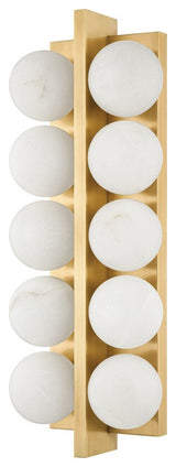 Emille Ten Light Wall Sconce, Vintage Brass