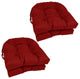 16" Polyester Solid Outdoor U-Shaped Tufted Chair Cushions, Set of 4, Paprika